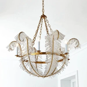 Minimalist Restaurant Living Room Pendant Light Dining Room Bedroom Bedside Feather Glass Leaves Chandelier Nordic Lighting Lamp