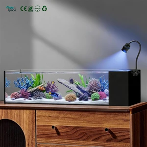 Wholesale 20 Gallon Ultra Clear Low Iron Glass Betta Aquarium Kit Desktop Fish Tank Decoration with Water Pump and LED Light