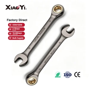 Xiaoyi Popular Design CRV Metric 72 Teeth Combination Ratcheting Wrench Black Nickel Handle With Ratchet Hand Repair Tools