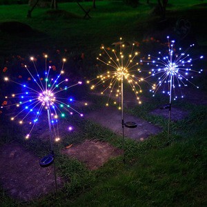 Modern IP65 CE Certified LED Solar Dandelion Floor Fireworks Lamp Waterproof Outdoor Garden Christmas Decor Plastic Material