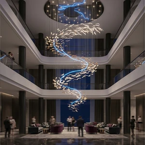 Modern Luxury LED Crystal Ceiling Lamp Chandelier Interior Lighting Fixtures for Hotel Lobby Commercial Villa Project