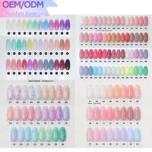 1800+ Colors Oem Odm Nail Supplies Ruisen Color Glitter Rubber Base Coat Gel Comuflage Nail Base Gel & Hard Nail Gel CustomLogo