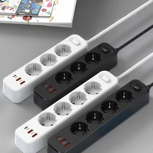 Factory Supplied Fast Charging Eu Power Strip Extension Plug with 4AC Port and 3USB Power Strip with Usb