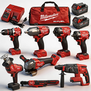 New Arrival Milwaukee M-18 Fuel 8piece Tool Kits Complete Set 2 Batteries & 1 Charger Wireless Grinder Wrench 18v Power Tool Set