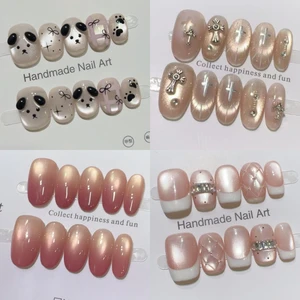10Pcs Press on Nails Handmade Manicure Medium Almond Nails Summer Cute New 3D Nails Wholesale