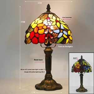 Tiffany Luxury Stained Glass Table Lamp Modern Design with Flexible AC Power for Interior Decoration & Bedside Reading Book