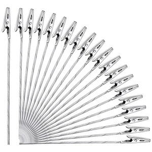 Manufacture Metal crocodile Clip with Wire Rope Iron Rod for Menus Small Metal Clips
