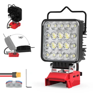 60W 6000lm IP65 Flashlight Compatible with Milwaukee 18V Battery Cordless Workshop Work Light Low Voltage Protection
