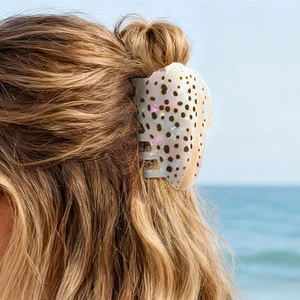 Personalized Hebrew Cone Shell Claw Clip With European & American Style Hawaii Summer Holiday Acetate Hair Clip Custom Hair Clip