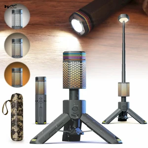 10000mAh Battery Flash Light White Telescopic Collapsible Camping Lantern with 2 LED Light Sources for Outdoor Mobile Lighting