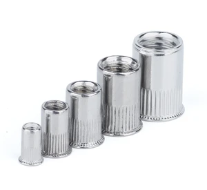 M3-M10 Stainless Steel 304 Fully Threaded Self-Locking Insert Nut Small Reduced Head Knurled Body Nuts 1/4