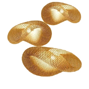 SIMIG Wabi Sabi Style Bamboo Woven Straw Hat Pendant Light Chandeliers Pendant Lights For Tea Room Restaurant Hotel Homestay