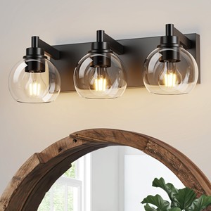 Bathroom Vanity Light 3 Light Matte Black Vanity Lights With Clear Glass Shade Modern Wall Sconces Bathroom Lighting Fixtures