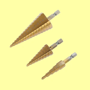 High Gold Coated HSS Metric Step Industrial DIY Core Drilling Wood Hex Shank Steel Multipurpose Spiral Straight Groove High