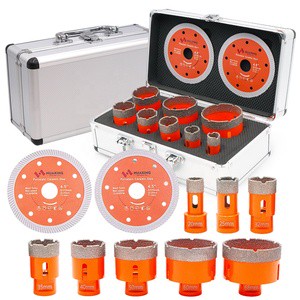 10pcs Diamond Core Drill Bits Set Vacuum Brazed Hole Saw Blade Kit 5/8