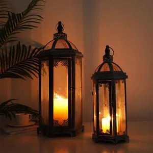 Customized Outdoor Indoor, Metal Candle Lantern Modern Farmhouse Floor Lanterns Decorative Handmade Lanterns For Event Decor
