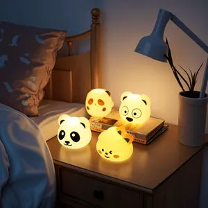 Cute Silicone LED Night Light for Baby Nursery Cartoon Animal Lamp USB Rechargeable Bedside Decor