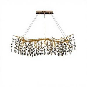 Light Luxury Gold Crystal Multi-head Chandelier Modern French Style Branch-shaped Living Room Bedroom Home Lighting LED