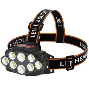 Eight-core LED Headlamp USB Charging Miner Work Headlight 360-degree Rotating Head-mounted