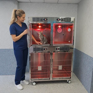 Constant Temperature Oxygen Chamber Infrared Physiotherapy Cage With Warm Lamp For Dog Hospital Pet Animal Diagnosis Equipment
