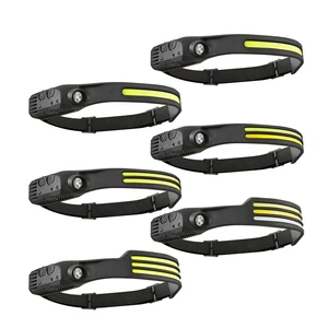 High-Power Waterproof Long-Range Silicone Cycling Hiking Headlight Rechargeable COB Worklight Motion Sensor Camping LED Headlamp