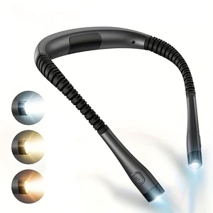 Rechargeable Neck Reading Light With 3 Color Temperatures Adjustable Brightness 1000mAh Type-C Hands Free Book Light