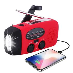 Solar Dynamo Crank AM/FM NOAA USB-Cable Portable Radio Built-in Flashlight Speaker Emergency Cell Phone Charger Rechargeable ABS