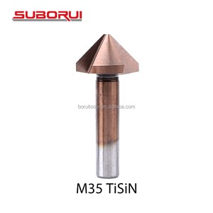 SUBORUI TiSiN Industrial 90 Degree Deburring Chamfer Cutter HSS M35 Cobalt Countersink Reaming Drill Bit for Stainless Steel