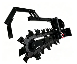 New Skid Steer Attachment Trencher Machine Chain Saw Type Farm Slit Trenching Construction Use Engine & Gearbox