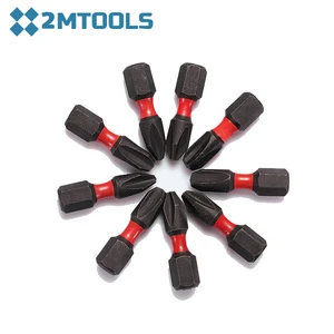 S2 Square Phillips Head Magnetic Screwdriver Bit Industrial Grade 25mm Impact Torsion Drill Bits with Red Color Ring