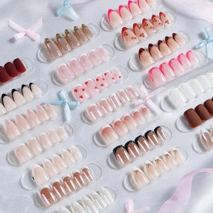 Private Label Luxury Short Artificial Fake False Nails Wholesale Soft Gel Faux Ongles Handmade Bulk Custom Press On Nails En Gel