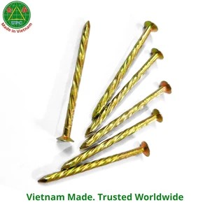 35mm Yellow Plated Steel Ring/Screw Shank Nails for Wood Structure Construction | Clavos sueltos con recubrimiento amarillo