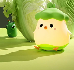 Goldmore1 USB Charging LED Dimming Night Light Food-Themed Silicone Lamp Timing Touch Features for Children's Living Room