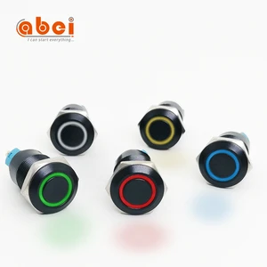 12/16/19/22/25mm Latching Waterproof IP66 LED Light Flat Power Mark Self Locking 6V 12V 220V Black Metal Push Button Switches