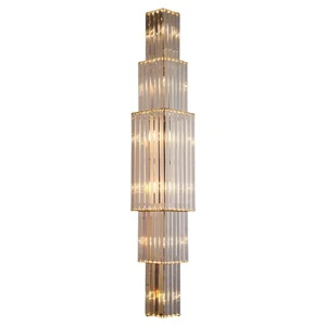 Luxury LED Crystal Wall Lamp Stainless Steel Base for Hotel Lobbies Corridors Villa Living Rooms Duplex Staircases