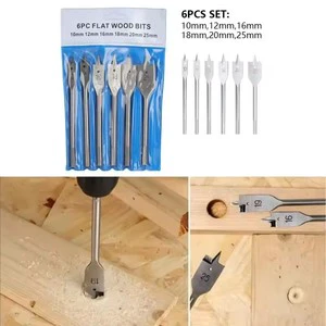 Meixiu RCT01 6-piece Industrial Shovel Head Spade Drill Bits Set Wood Drilling Hole Openers Wooden Drill Bit Tool 6MM Shank 15cm