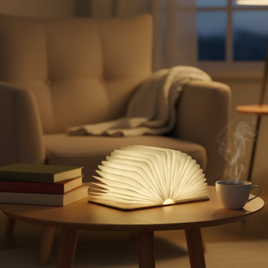 Factory Promo Comfortable Warm Portable PE Special Paper Book Lighting Wooden Folding Night Light Desk Book Lamp LED Light
