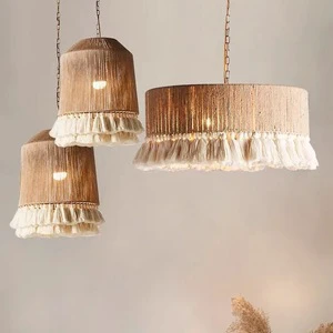 Bohemian Retro Rope Tassel Bedside Chandelier, Bedroom Table, Dining Room Light, Bar Counter and Balcony