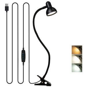 Clip On DC Powered Modern LED Reading Lamp 4100K Neutral White 10 Levels Brightness Flexible Gooseneck Desk Lamp