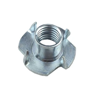 1/4, 5/16, 3/8 Din 1624 Zinc Plated Steel Threaded Inserts Tee Nut For Wood T-Nut 4 Pronged Tee Nut
