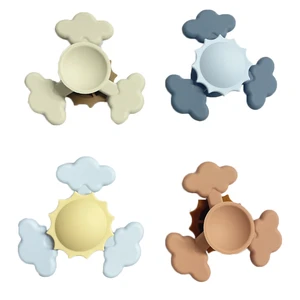 New Arrival Eco-friendly Soft Baby Sensory Toy for Toddlers Silicone Suction Cup Tank Style Spinner Toys