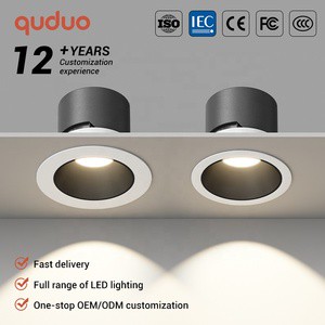 High Ra Beam Angle Adjustable Commercial Lighting Office Hotel Home Aluminum Iron 15W Ceiling Recessed LED COB Spot Light