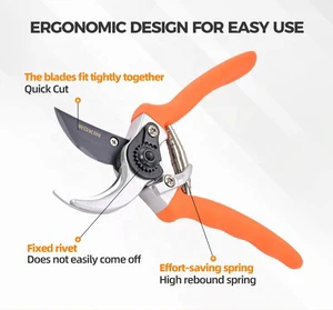 Industrial Grade Steel PTFE Coated Plastic Handle Tree Flower Cutting Shear Gardening Scissors Pruning Tool for Flowers