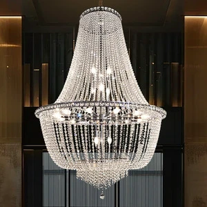 European-Style Chrome Crystal Iron Frame Adjustable Height Chandelier LED/Incandescent Lights 105cm Diameter Wedding Lighting