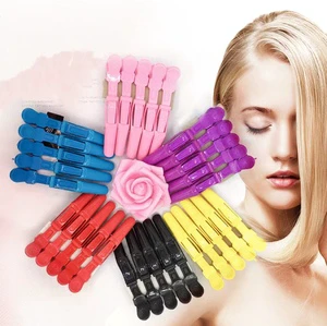 Women'S Hair Clip Wide Tooth Double Hinge Design Professional Hair Salon Alligator Shaped Slice Clip