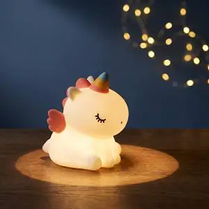 Jewelives Cute Kawaii Silicone Unicorn Night Light Rechargeable Dimmable Touch Control Bedside Lamp Gift