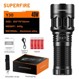 3000LM 900m High Beam Brightest Zoomable Long Distance Flashlight - Y30 High Power Long Range Adjustable Focus Torch Light