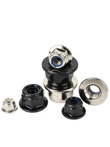 Iron-plated Nickel-Zinc-Coated Flange Lock Nut All-Metal Self-Locking Hexagonal Screw Cap Nylon Anti-Slip Washer Metric Made