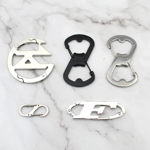 Wholesale Double Side Clip Custom Your Own LOGO Shape Carabiner Hook Clip Keychains for Bag Purse Charms Decoration