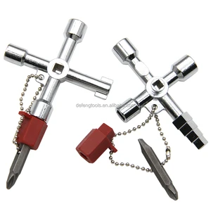4in1 Multifunctional Silver Key Wrench Electrical Elevator Control Cabinet Valve Inner Triangle Four Corners Screwdriver Head